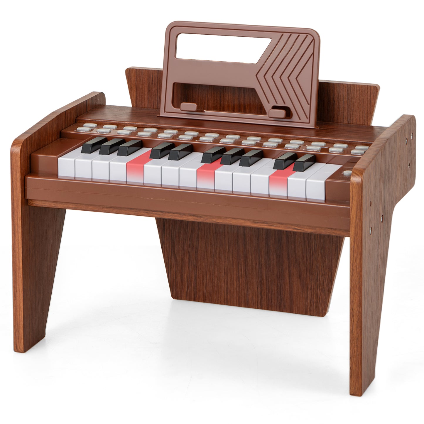 25 Lighted Keys Kids Piano Keyboard Mini Digital Piano Wooden Toy-Brown
