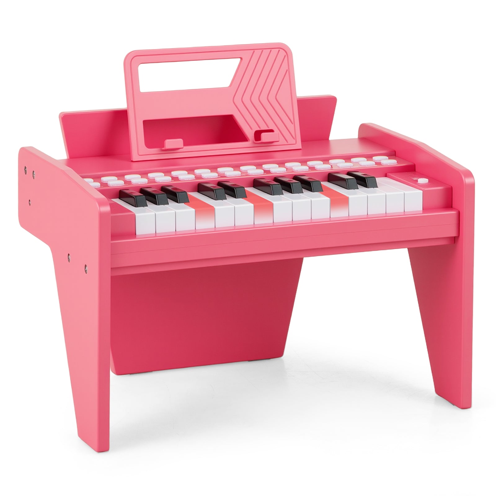 25 Lighted Keys Kids Piano Keyboard Mini Digital Piano Wooden Toy-Pink