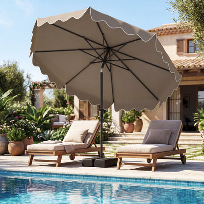 280 cm Patio Umbrella with Weighted Base for Garden Deck Backyard-Brown