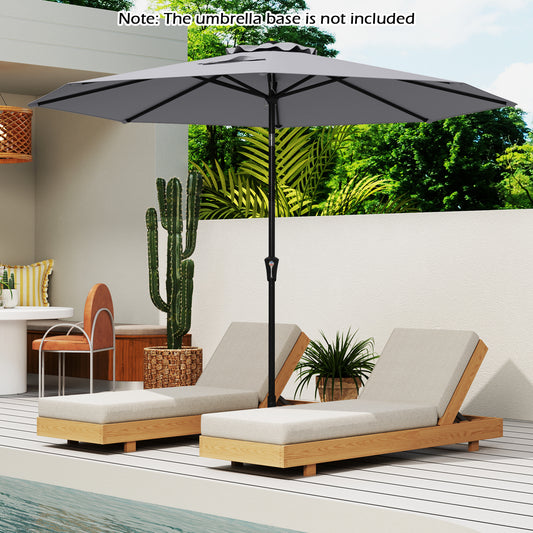 290 CM Patio Umbrella with Crank and 8 Sturdy Ribs for Garden Yard-Grey