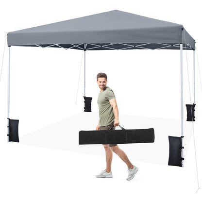 290 x 290 cm Pop up Canopy Tent with Carrying Bag and 4 Sandbags-Grey