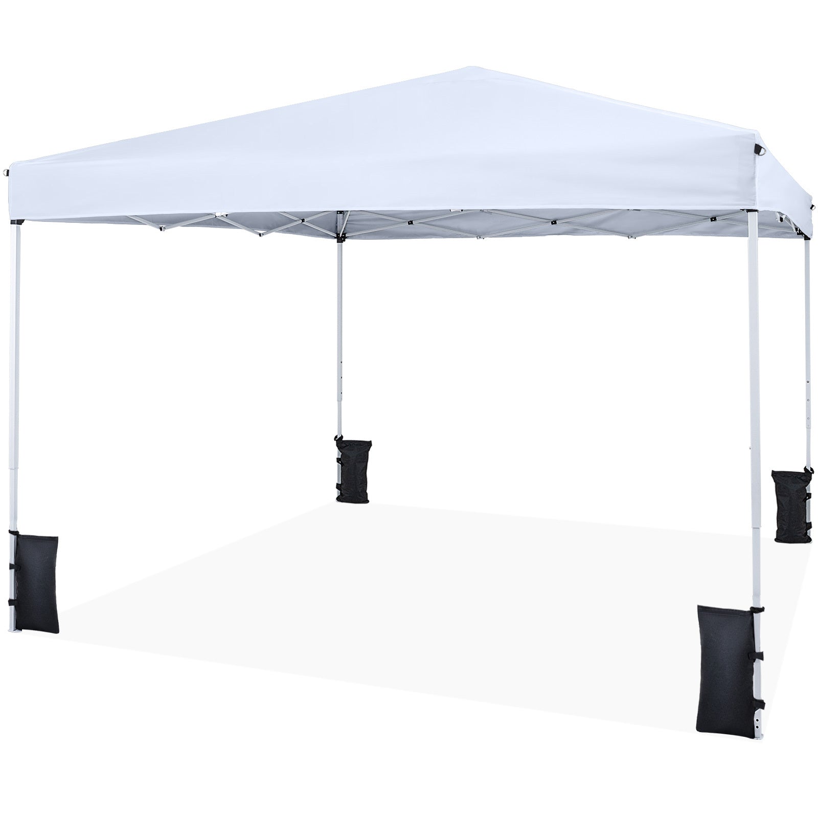 290 x 290 cm Pop up Canopy Tent with Carrying Bag and 4 Sandbags-White