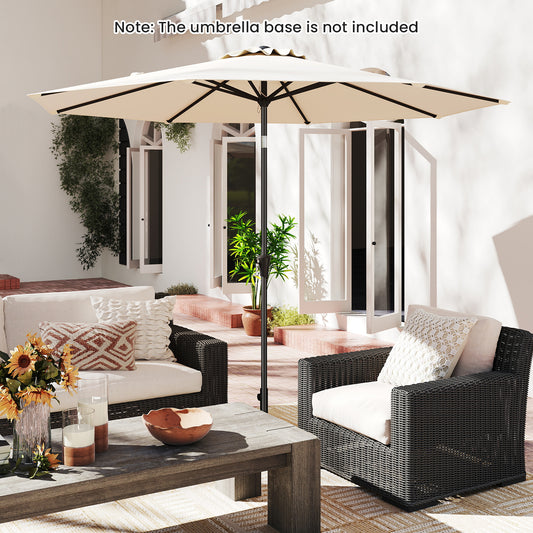 290 CM Patio Umbrella with Crank and 8 Sturdy Ribs for Garden Yard-Beige