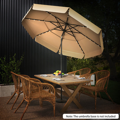 295 cm Solar Patio Umbrella with 32 LED Lights and 3-Tier Vented Top-Beige