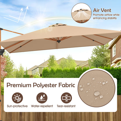 297 cm Outdoor Patio Cantilever Umbrella with 360° Rotation-Beige