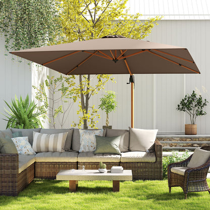 297 cm Outdoor Patio Cantilever Umbrella with 360° Rotation-Coffee