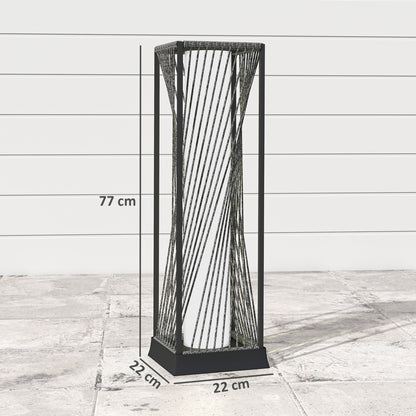 Outsunny Garden Rattan Lamp, 77 cm Tall Solar Rattan Floor Lamp, Solar Garden Light with Auto On/Off LED Lights, IP44 Waterproof for Outdoor, Porch, Pathway, Deck, Grey