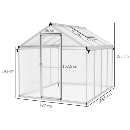 Outsunny 8 x 6ft Aluminium Frame Greenhouse