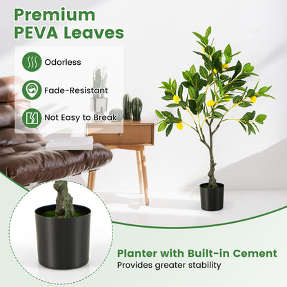 2 Pack 80cm Fake Lemon Plant with Lemon Fruits and Cement Pot