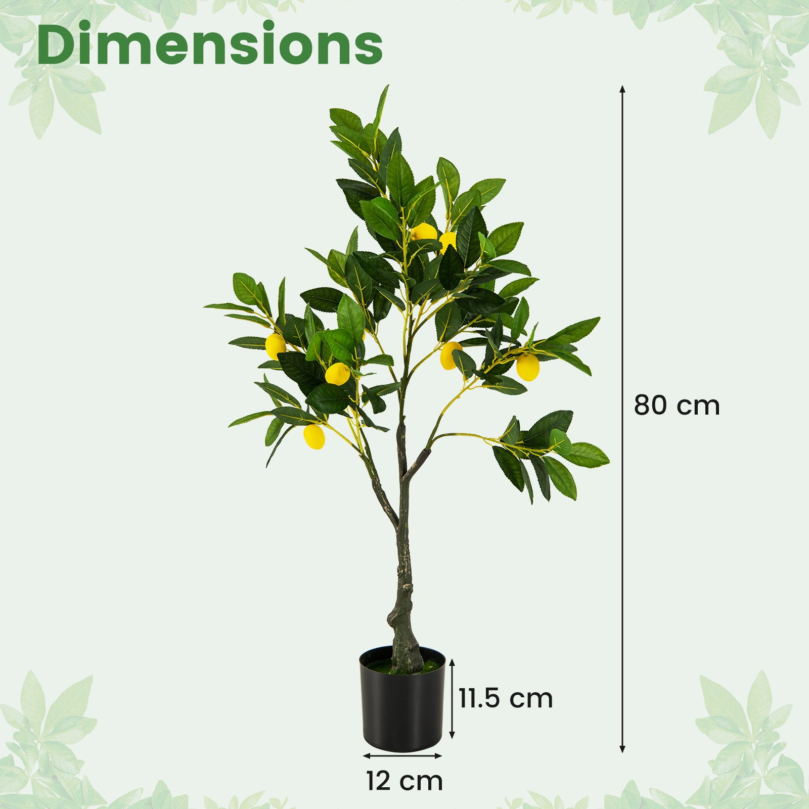 2 Pack 80cm Fake Lemon Plant with Lemon Fruits and Cement Pot