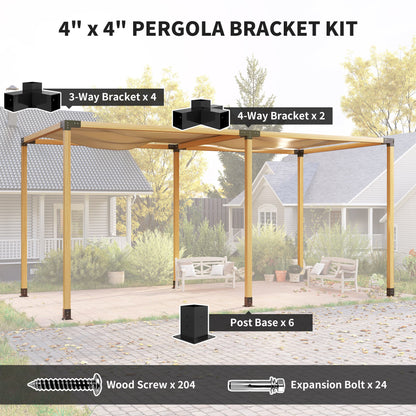 Outsunny 12PCS Pergola Kit, Pergola Brackets with 3-Way & 4-Way Corner Brackets for 9.6 x 9.6 cm (Actual 9.2 x 9.2 cm) Lumber