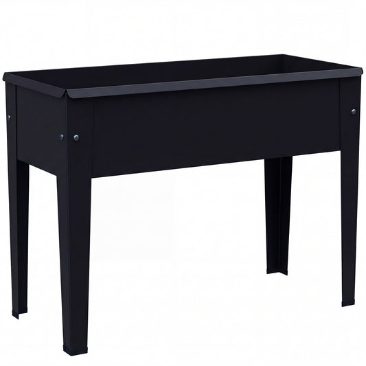 Outsunny Raised Planter, Metal Raised Garden Bed on Legs with Drainage Hole and Foot Covers, Black