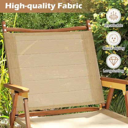 Set of 2 Folding Camp Chairs Lightweight with Aluminum Frame-Beige
