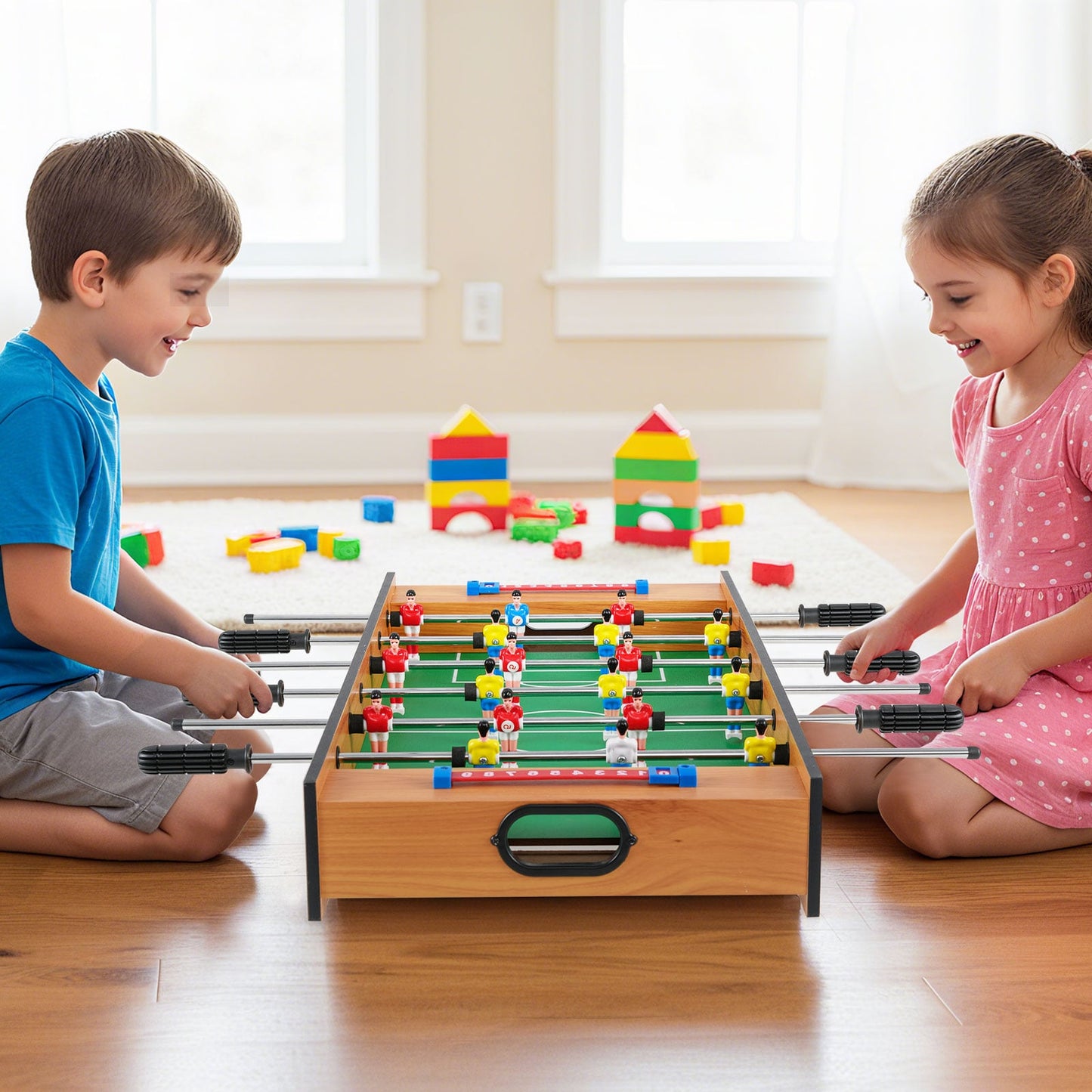 2 In 1 Multi Game Table Compact Tabletop Foosball Table and Hockey Game