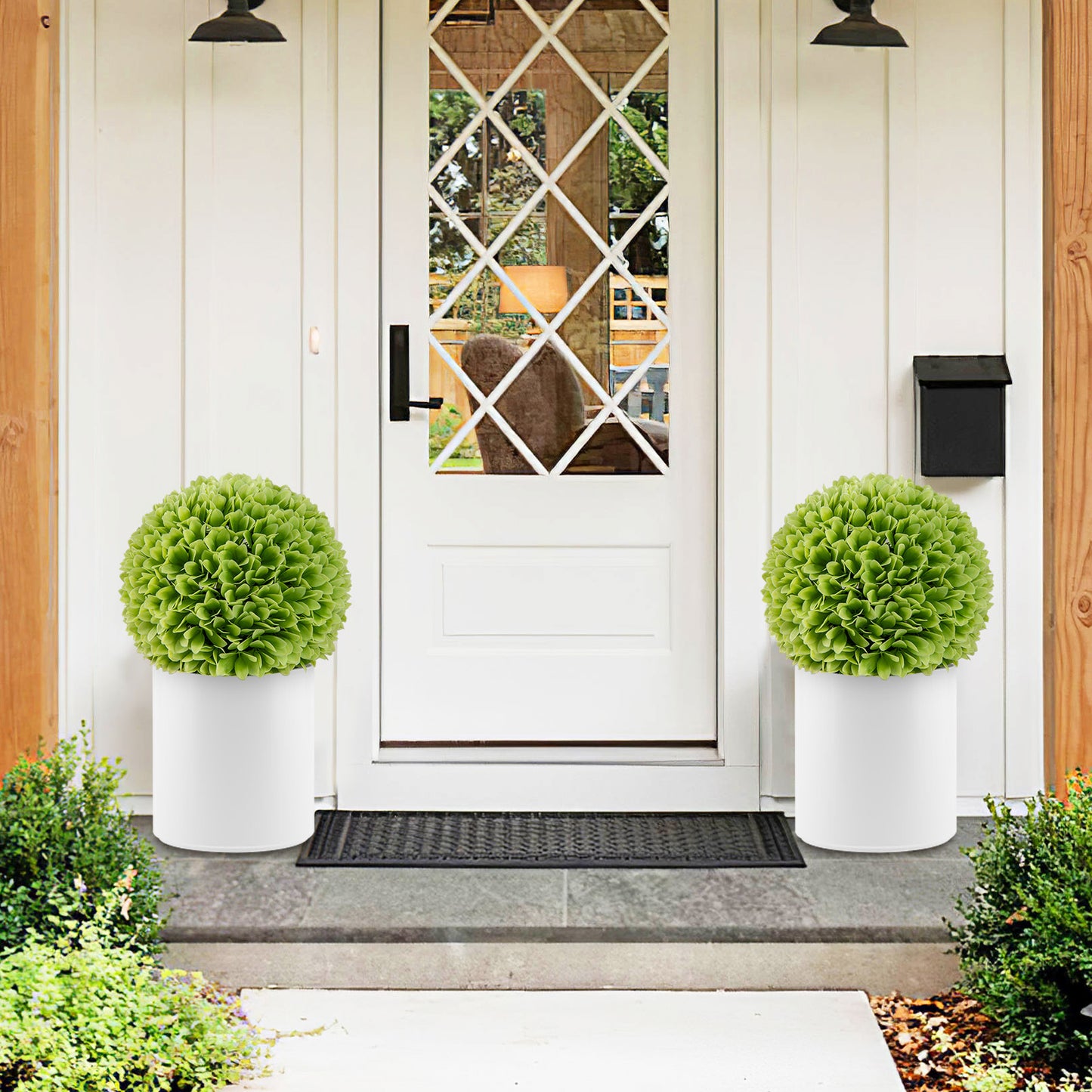 2 Pieces 28 CM Artificial Plant Topiary Balls-Green