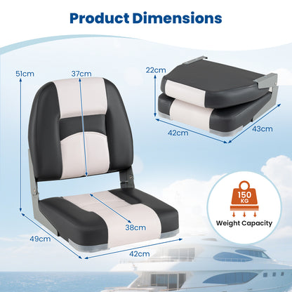 2-Pack Boat Seats with Thick Sponge Padding-Grey