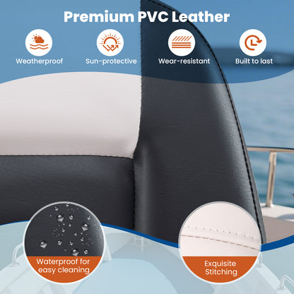 2-Pack Boat Seats with Thick Sponge Padding-Grey