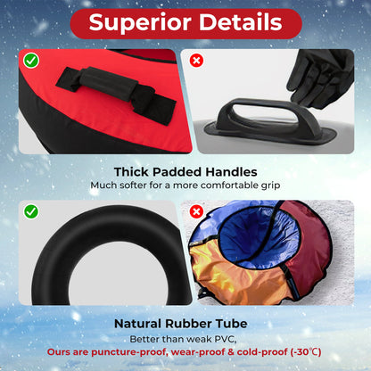 2-Person Inflatable Snow Tube for Adults Kids-Red