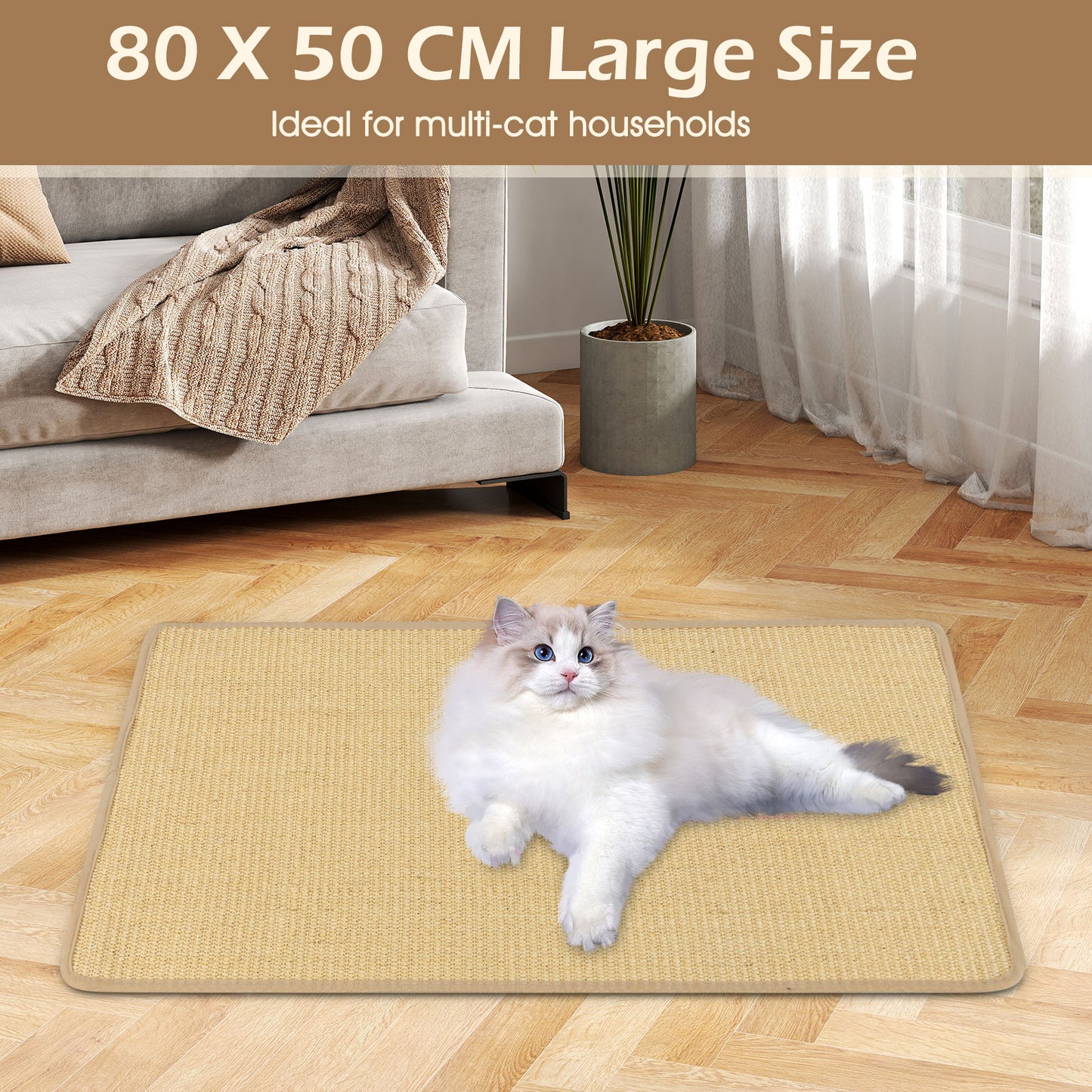 2-Piece Cat Scratcher Mat Set 80 x 50 cm Natural Sisal Pads