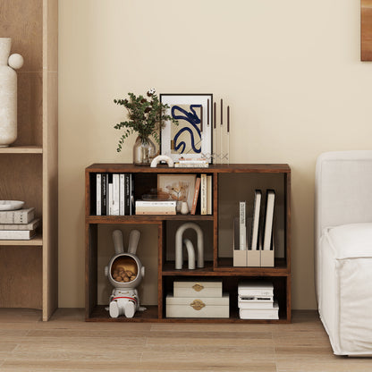 2-Piece Console TV Stand Modern Minimalist Entertainment Center-Rustic Brown