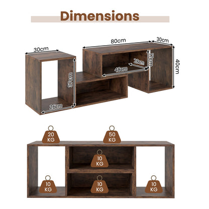 2-Piece Console TV Stand Modern Minimalist Entertainment Center-Rustic Brown