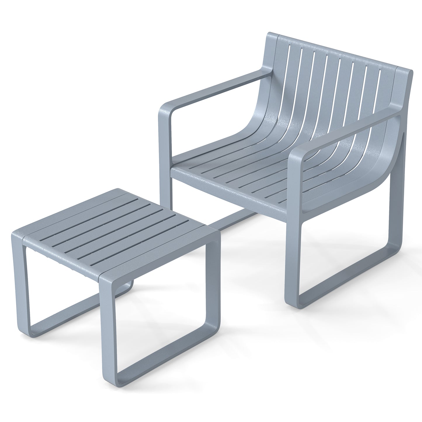 2 Piece Patio Furniture Set with Square Coffee Table-Grey