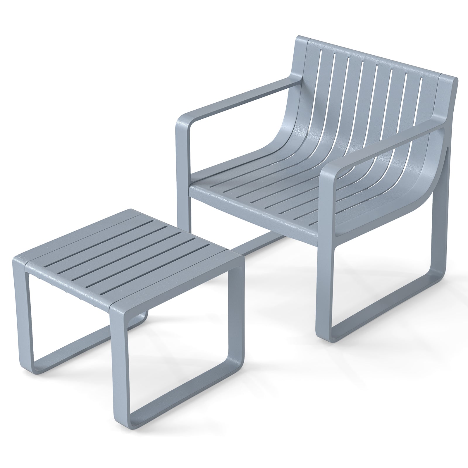 2 Piece Patio Furniture Set with Square Coffee Table-Grey