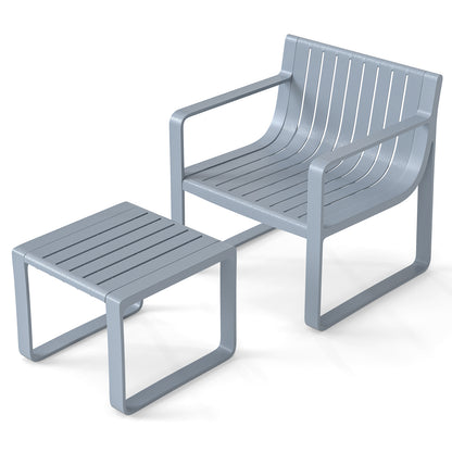 2 Piece Patio Furniture Set with Square Coffee Table-Grey