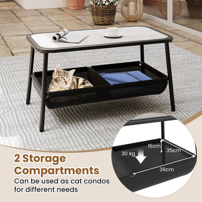 2 Pieces Patio Furniture Set with 2 Storage Compartments-Black