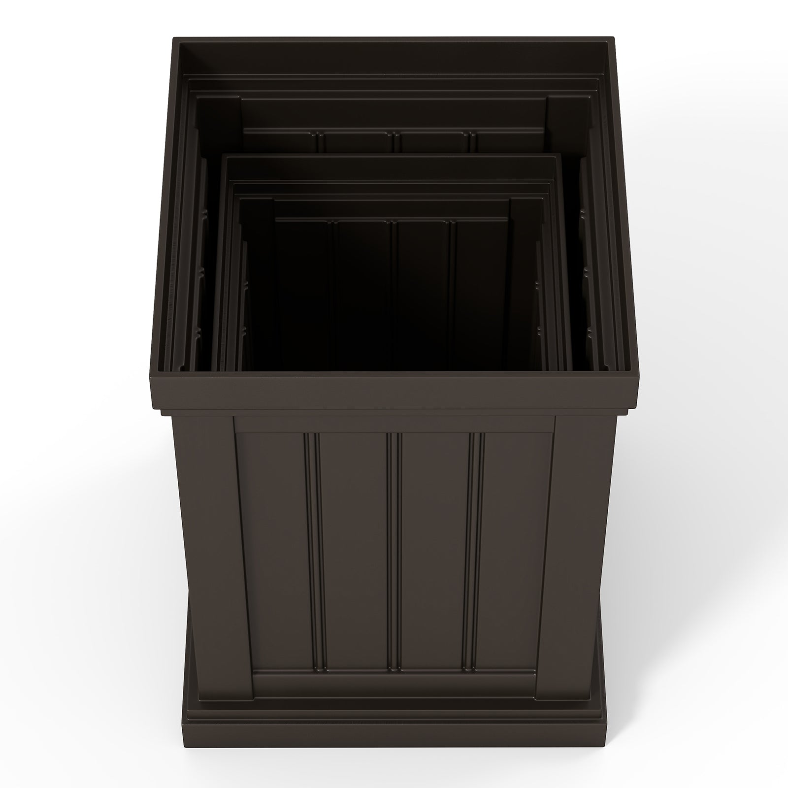 2 Pieces Square Plastic Planters 48cm Large and 32cm Small Flower Pots-Light Brown