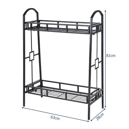 2 Tier Metal Plant Stand Indoor Outdoor Flower Pots Display Rack Shelf