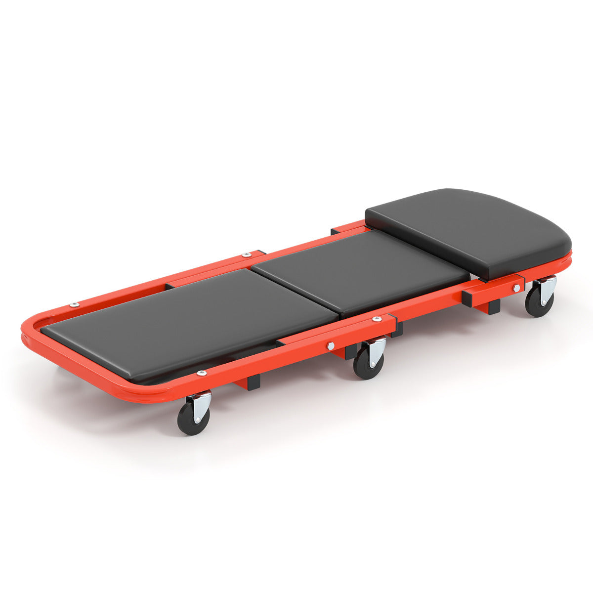 2-in-1 Folding Profile Mechanic Creeper with Padded Seat and 6 Wheels-Black