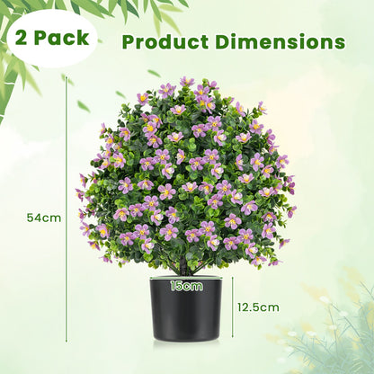 2 Pack Artificial Boxwood Topiary Ball Tree Faux Shrub Bushes-Purple