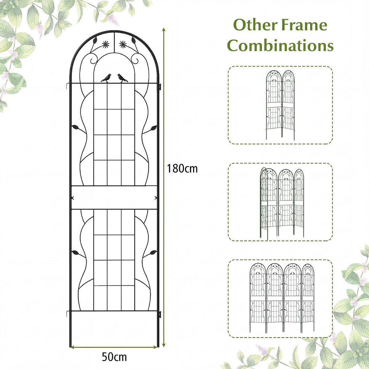 2 Pack Metal Garden Trellis for Climbing Plants-Black