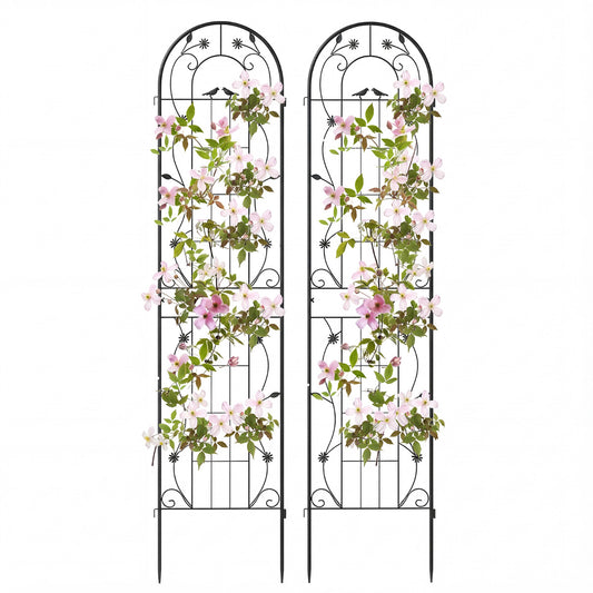 2 Pack Metal Garden Trellis for Climbing Plants Vegetables and Roses-Black