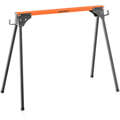 2 Pack Portable Saw Horse Work Table with Quick Open Legs and Support Arms-Orange