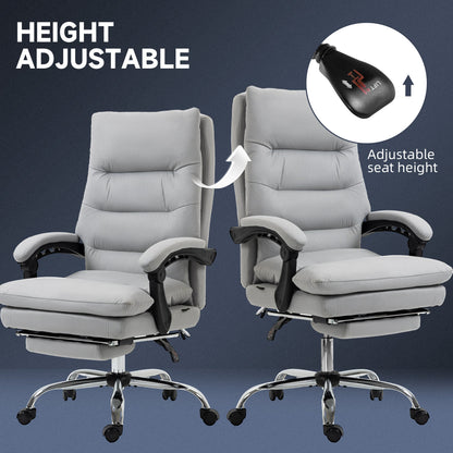 Vinsetto Office Chair with Footrest, Double Padding Ergonomic Desk Chair with 6-Point Vibration Massage and Back Heating, Microfibre Fabric with 135Â° Reclining Back, Grey
