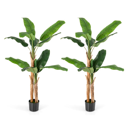 2 Pack 165cm Tall Artificial Banana Tree with 10 Large Leaves