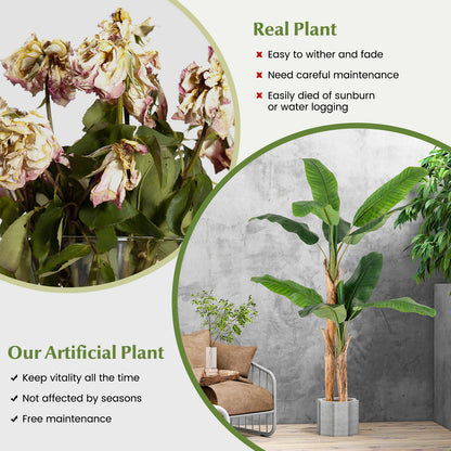 2 Pack 165cm Tall Artificial Banana Tree with 10 Large Leaves