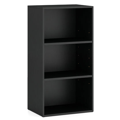 3-Cube Bookcase with 7-Position Adjustable Shelves and Anti-Toppling Kits-Blcak