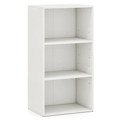 3-Cube Bookcase with 7-Position Adjustable Shelves and Anti-Toppling Kits-White