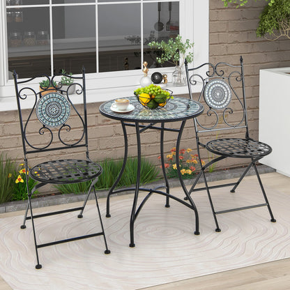 Mosaic Round Side Table 60cm Indoor Outdoor Plant Stand for Patio Balcony（ONLY TABLE）