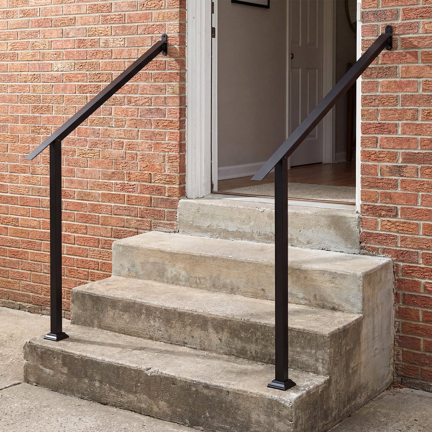 3 Step Heavy-Duty Adjustable Galvanized Steel Railing with Installation Kit for Concrete