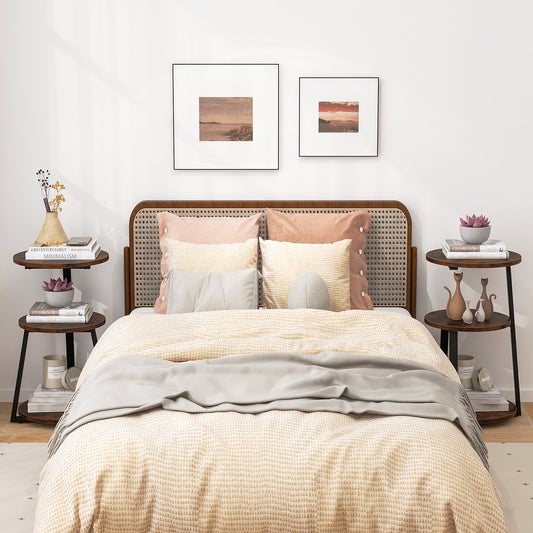 3-Tier Accent Round End Table with Metal Frame and Adjustable Foot Pads-2 Pack