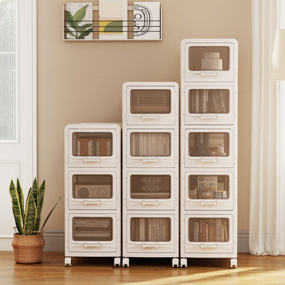 3-Tier Plastic Drawer Storage Organizer Rolling Cart with 3 Drawers