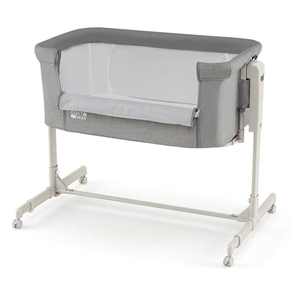 3-in-1 Baby Crib Height-Adjustable Bedside Crib with Castors-Grey
