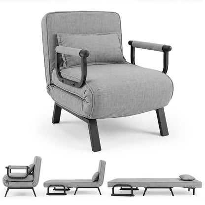 3-in-1 Folding Sofa Bed with Adjustable Backrest with Adjustable Backrest-Light Grey
