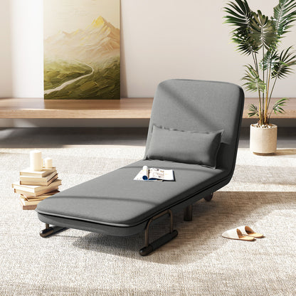 3-in-1 Convertible Sofa Bed with 5-Position Adjustable Backrest-Grey