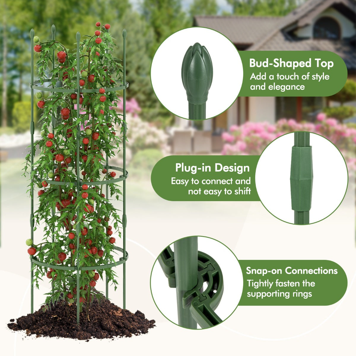 3-Pack Garden Trellis for Climbing Vines Flowers Potted Plants Vegetables Fruits-M