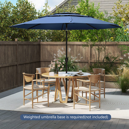 295 cm 3-tier Vented Patio Large Market Table Umbrella with Push Button Tilt-Navy